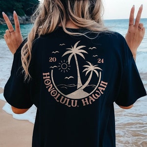 Custom Family Beach Comfort Colors®, Personalized Matching Group Vacation Tee, Girls Trip Tropical Island Bach Shirts, Retro Groovy Oversize