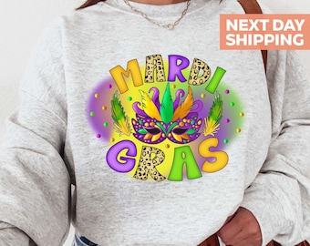 Mardi Gras Sweatshirt, Adult Mardi Gras Sweater, New Orleans Tee, Womens Mardi Gras Sweatshirt, Nola Shirt, Mardi Gras Shirt, Funny Shirts