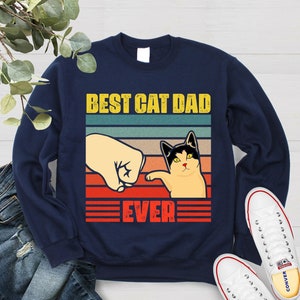 Suéter con el mejor papá gato de todos los tiempos, sudadera divertida para el día del padre, camiseta para papá gato, regalo para papá gato, camiseta retro para papá amante de las mascotas, regalo para el día del padre