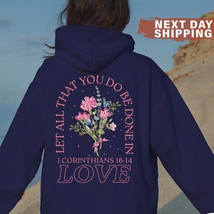 Trendy Christian Sweatshirt, Words on Back Bible Verse Hoodie, Jesus Loves You Merch, Aesthetic Women&#39;s Faith Apparel, Back to School Gift