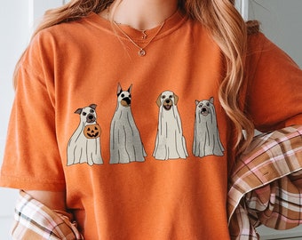 Halloween Comfort Colors®, Сute Ghost Dog t-shirt, Halloween Shirt, Ghost T-shirt, Dog Lovers T-Shirt, Halloween Dog T-shirt, Spooky Season