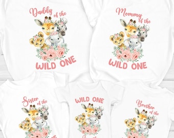 Family Safari Floral Birthday Tee, Wild Thing Birthday, Wild One Family Birthday Shirt, Matching Family Wild One Shirt, Too Wild Family Tee
