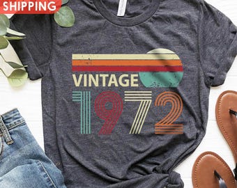 Vintage 1972 Shirt, 1972 Retro Tee, 54th Birthday Shirt, 54th Birthday Gift For Women, 54th Birthday Gift For Men, 54th Birthday Party