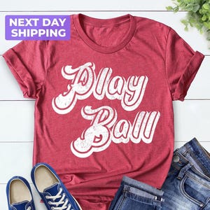 Play Ball Retro Shirt, Softball T-Shirt, League Shirt, Baseball Mom Tshirt, Baseball Tee, Tee Ball, Play Ball Shirts, Vintage Retro Design