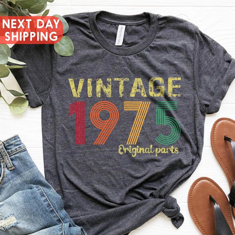 50th Birthday Gift For Men – Vintage 1975 Sci-Fi Retro T-Shirt | Customizable Year & Color