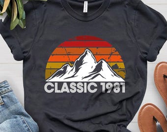 Classic 1981 Men's Mountains Tshirt, 45th Birthday Shirt For Men, 45th Birthday Party, 1981 Classic Tee, 1981 Vintage Shirt, 1981 Retro Tee