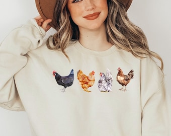 Chicken Sweatshirt, Animal Lover Gift, Gift For Chicken Lover, Animal Shirt, Crazy Chicken Lady Shirt, Farm Animal Shirt for Women