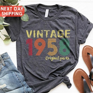 Camiseta original vintage de 1958, camiseta vintage de 1958, presente de aniversário de 67 anos para homens, nascido em 1958, presente de aniversário de 67 anos para mulheres, camiseta retrô de 1958