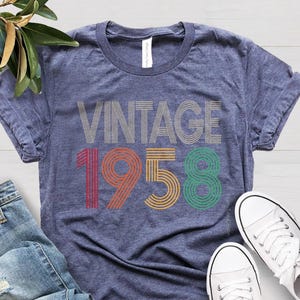 Camisa vintage de 1958, camisa de aniversário de 67 anos, camisa de aniversário de 67 anos, presente de aniversário de 67 anos para homens, mulher de aniversário de 67 anos, melhor amigo de aniversário de 67 anos