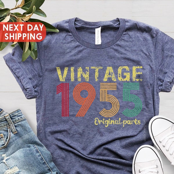 Vintage 1955 Tee, 69th Birthday Gift For Men, Vintage 1955 Original Part Tee, Born In 1955, 69th Birthday Gift For Women, 1955 Retro Shirt