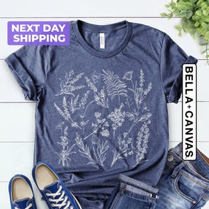 Botanisches Hemd, Vintage Wildblumen T-Shirt, Blumen-T-Shirt, Weinlese botanischen, botanischen Druck, Weinlese-Blumen-Hemd, Grafik-Hemd