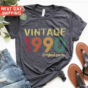 Vintage shirt originele onderdelen 1990, klassiek shirt 1990, 35e verjaardagscadeau voor mannen, retro shirt 1990, shirt originele onderdelen, shirt retro 1990