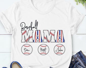 Chemise de maman baseball personnalisée avec nom d'enfant, chemise maman baller, jolie chemise de jour de match de baseball, nom d'enfant personnalisé sur chemise de maman de baseball