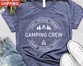 Urlaub Shirt, Camping Crew Shirt, Camping Crew, Feuer-Freunde-Getränke, Naturliebhaber, Camping Shirt, Jagd Shirt, Wandern, Abenteuerlust