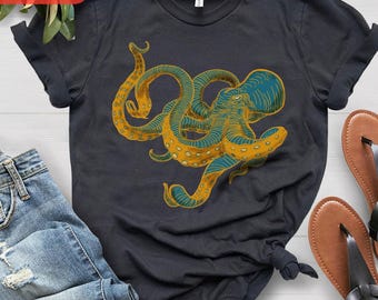Octopus Japanese Shirt, Gyotaku Traditional Art Shirt, Octopus Shirt, Japan Anime Manga Tee, Samurai Mens Womens Tee, Octopus Arts Shirt
