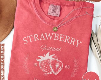 Strawberry Vintage Comfort Colors® Shirt, Strawberry Festival Cottagecore Shirt, Strawberry Comfort Colors® Tee, Summer Fruit Strawberry Tee