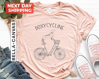 Doxycycline Pharmacy Pun Shirt, Dachshund on Bicycle, Pharmacist Shirt, Veterinary Shirt, Pharmacy Gift, Pharmacist Shirt, Dachshund Shirt
