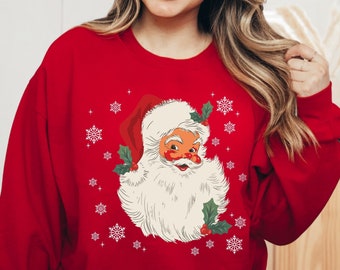 Retro Santa Sweatshirt, Santa Shirt, Vintage Santa Hoodie, Retro Christmas Santa Shirt, Christmas Holiday, Christmas Sweatshirt for Woman