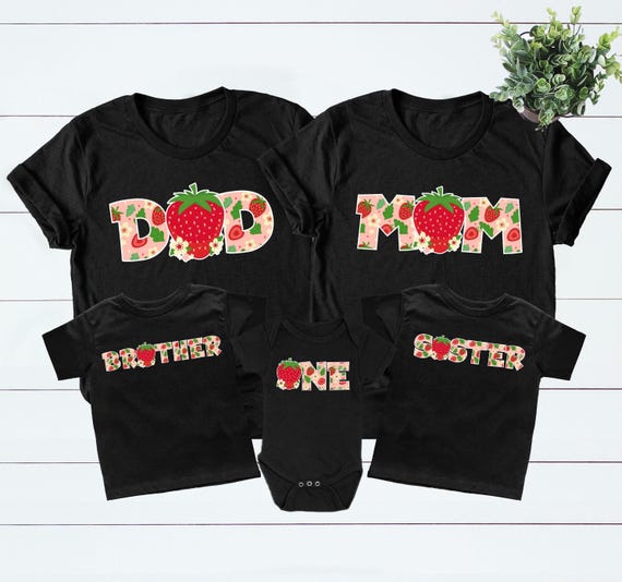 Mom and Dad Berry First Birthday Shirt, Matching Strawberry Flower