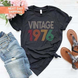 Koszulka Vintage 1976, Koszulka Retro 1976, Koszulka Vintage 1976, Urodzony w 1976, Prezent na 50. urodziny dla kobiety, Prezent na 50. urodziny dla mężczyzny zdjęcie 2