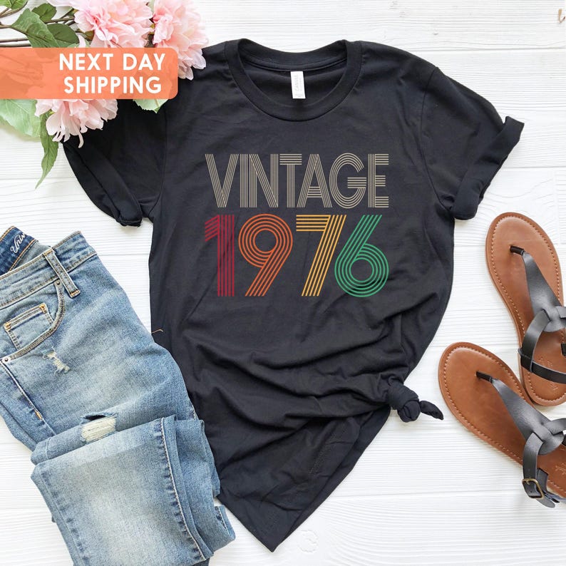 Koszulka Vintage 1976, Koszulka Retro 1976, Koszulka Vintage 1976, Urodzony w 1976, Prezent na 50. urodziny dla kobiety, Prezent na 50. urodziny dla mężczyzny zdjęcie 2