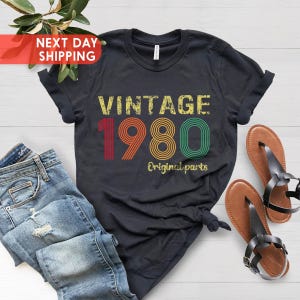 1980 Vintage Original Parts Shirt, 1980 Birthday Shirt, 46th Birthday Gift, 46th Birthday Party, 1980 Original Part Tee, 1980 Retro Shirt image 2