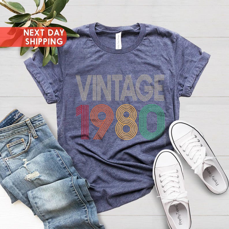 1980 Vintage Shirt, 1980 Birthday Shirt, 46th Birthday Gift, 46th Birthday Gift Shirt, 1980 Vintage Tee, 1980 Retro Shirt image 3