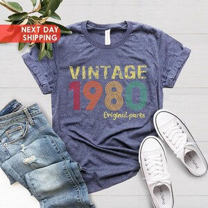 1980 Vintage Original Parts Shirt, 1980 Birthday Shirt, 46th Birthday Gift, 46th Birthday Party, 1980 Original Part Tee, 1980 Retro Shirt image 3