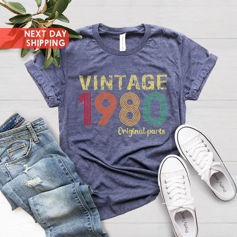 1980 Vintage Original Parts Shirt, 1980 Birthday Shirt, 46th Birthday Gift, 46th Birthday Party, 1980 Original Part Tee, 1980 Retro Shirt image 3