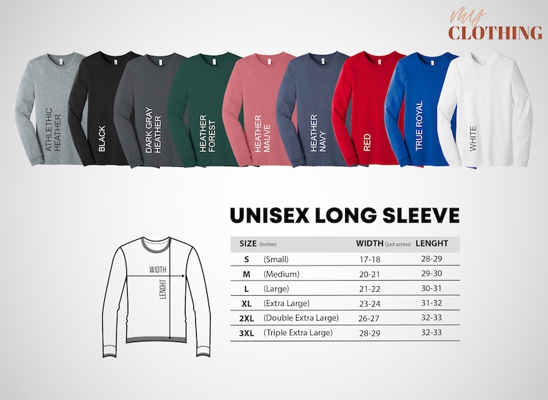 a long sleeve t - shirt with the measurements for each shirt