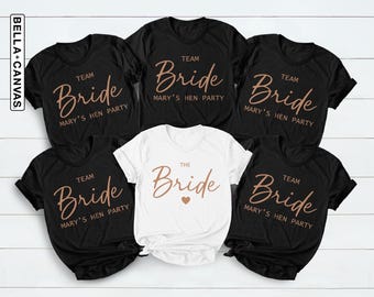Personalized Hen Party T Shirts, Hen Party Shirts, Team Bride T Shirt, Custom Bridesmaids Shirts, Bachelorette Party Shirts, Hen Night Tees