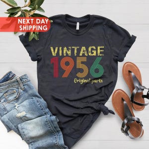 Vintage 1956 Original Part Tee, Vintage 1956 Shirt, 70th Birthday Shirt, Born In 1956, 70th Birthday Shirt For Women, 1956 Retro Shirt image 3