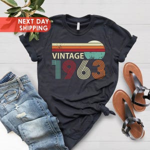 62e retro verjaardag shirt, vintage 1963 shirt, 62e zonsondergang shirt, 62e verjaardagscadeau voor mannen, 1963 retro shirt, 62e verjaardag beste vriend