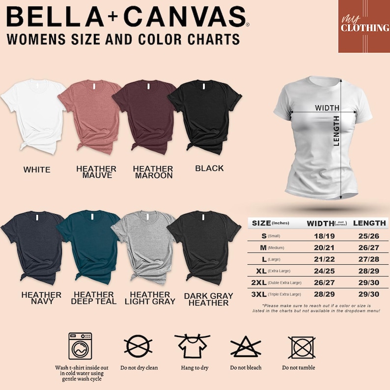 a women's size and color chart for a t - shirt