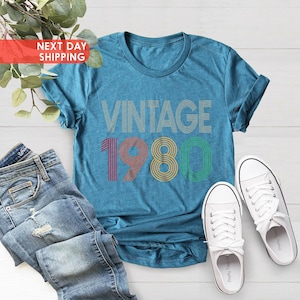 1980 Vintage Shirt, 1980 Birthday Shirt, 46th Birthday Gift, 46th Birthday Gift Shirt, 1980 Vintage Tee, 1980 Retro Shirt image 4