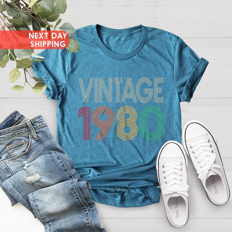 1980 Vintage Shirt, 1980 Birthday Shirt, 46th Birthday Gift, 46th Birthday Gift Shirt, 1980 Vintage Tee, 1980 Retro Shirt image 4