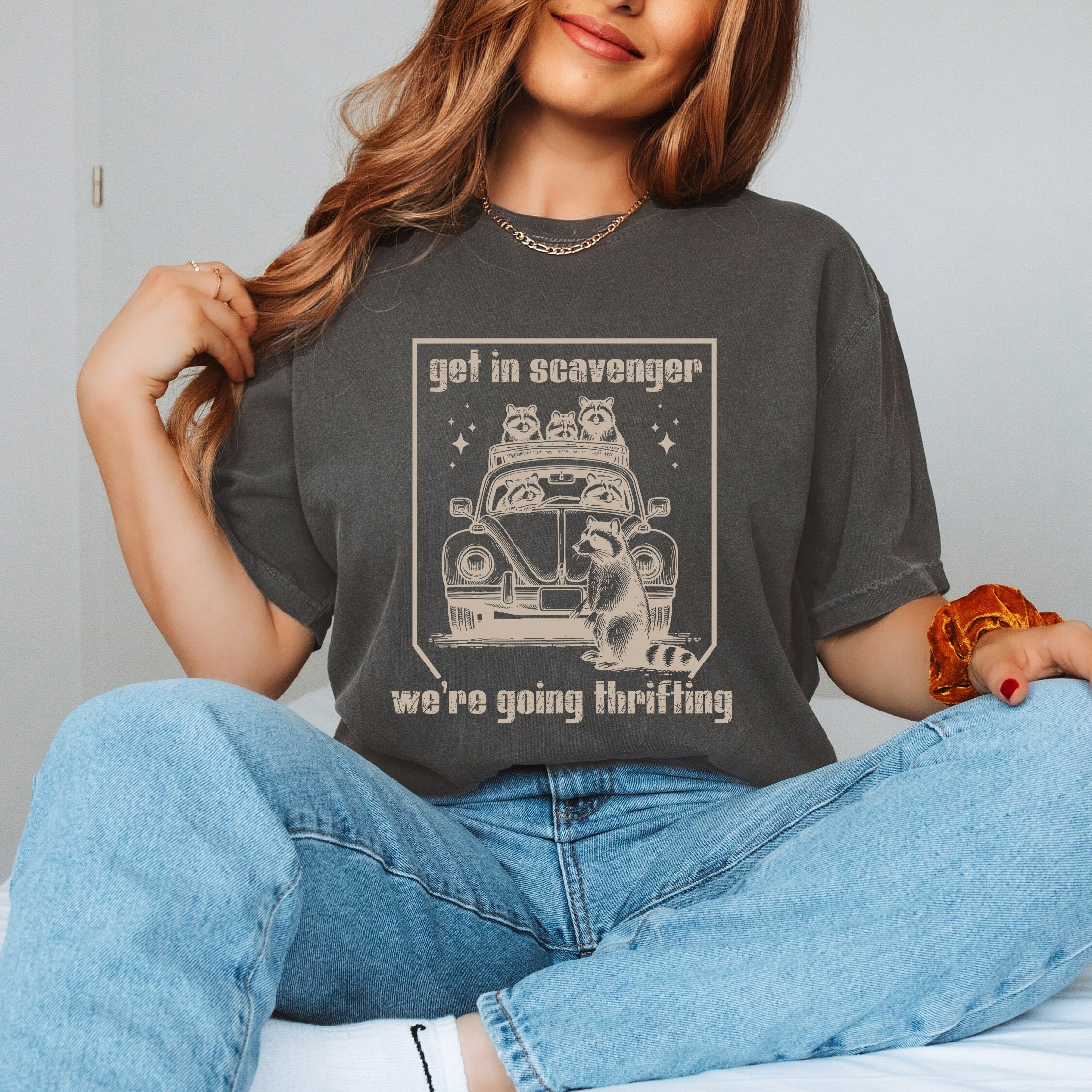 Get In Scavenger We Are Going Thrifting Comfort Colors® Shirt, Vintage Raccoon Shirt, Raccoon Graphic Tee, Nostalgia Tee, Retro 90s Shirt