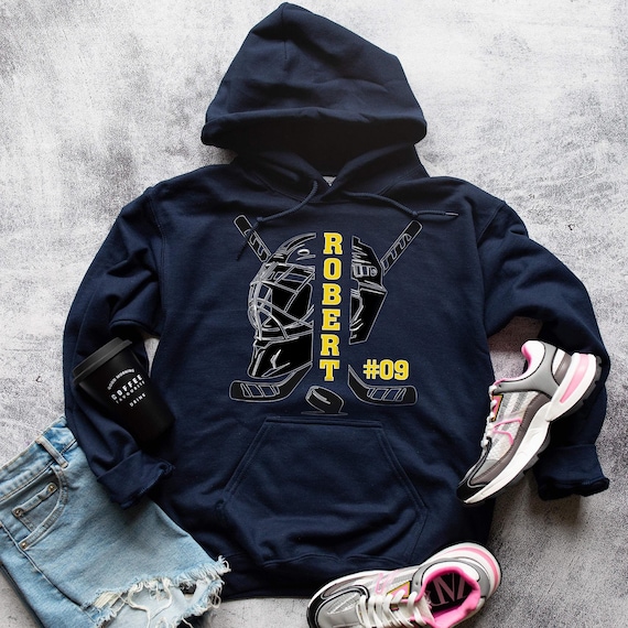 Personalized Hockey Hoodie, Custom Hockey Sweatshirt, Hockey Team Gift, Player Name & Number Sweater, Hockey Player Gift, Team Colors Shirt