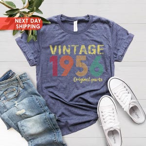 Vintage 1956 Original Part Tee, Vintage 1956 Shirt, 70th Birthday Shirt, Born In 1956, 70th Birthday Shirt For Women, 1956 Retro Shirt image 2