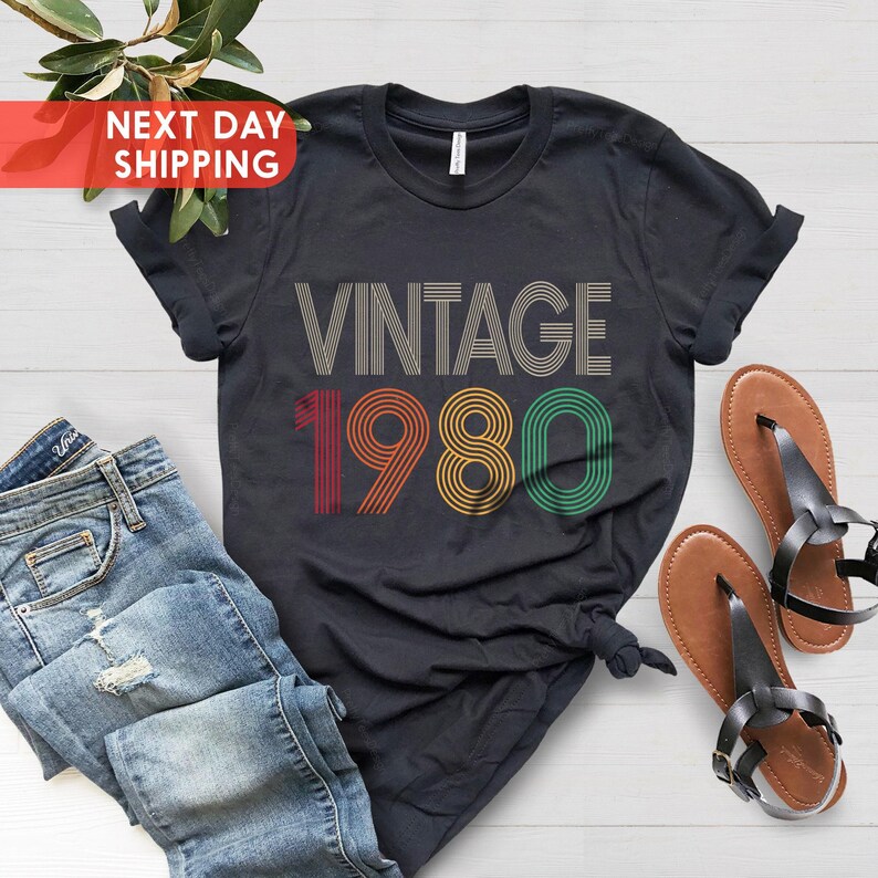 1980 Vintage Shirt, 1980 Birthday Shirt, 46th Birthday Gift, 46th Birthday Gift Shirt, 1980 Vintage Tee, 1980 Retro Shirt image 2