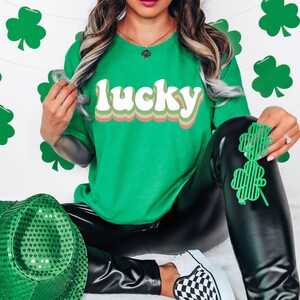 Maglietta portafortuna di San Patrizio, maglietta portafortuna retrò, maglietta trifoglio, maglietta di San Patrizio, maglietta di San Patrizio, maglietta di San Patrizio