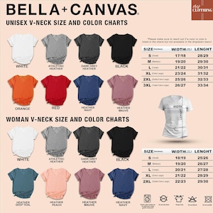 a women's v - neck t - shirt and color chart