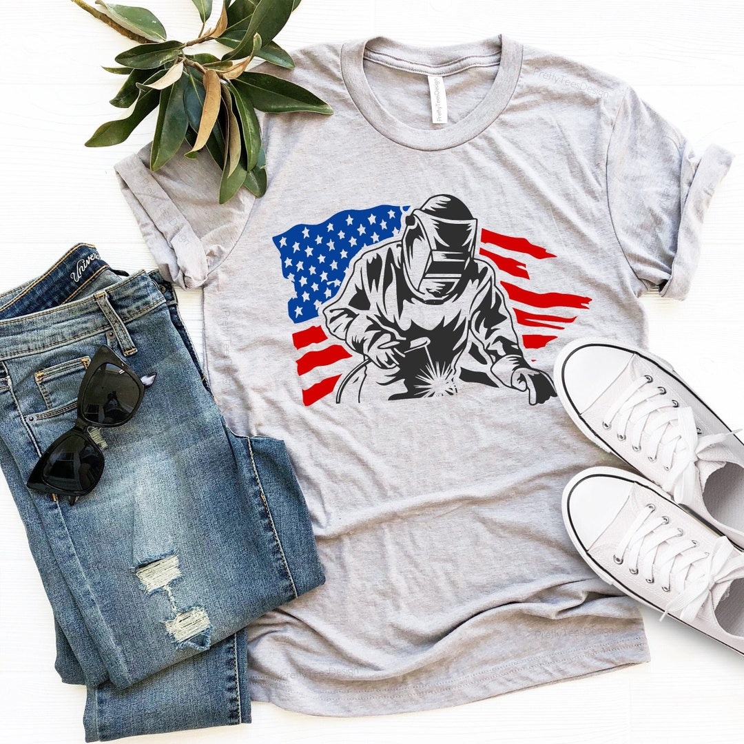 Weld Vintage American Flag Shirt, Welding Shirt, Welders Work Shirts ...