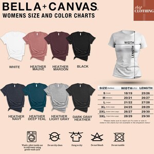 a women's size and color chart for a t - shirt