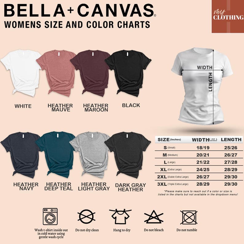 a women's size and color chart for a t - shirt