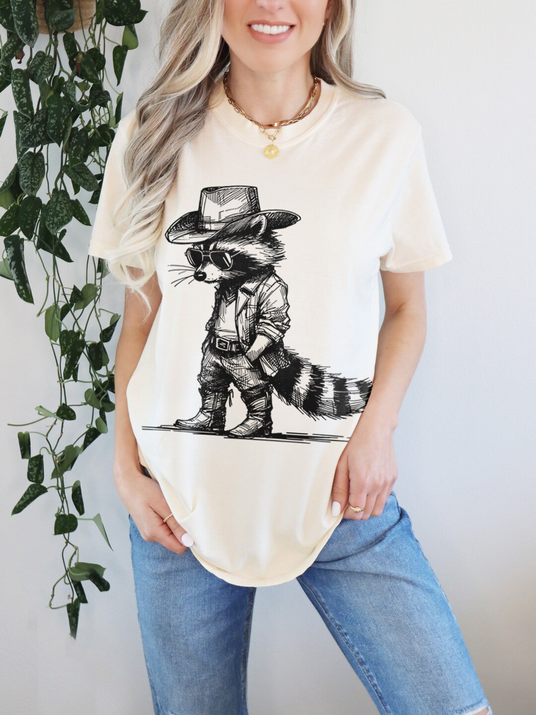 Vintage Cowboy Racoon Shirt, Funny Western Tee, Retro 90s Graphic Tee ...