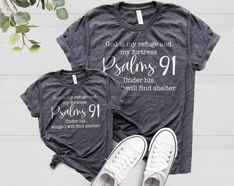 Blessed Shirt, Christian T Shirt, Religious Shirt, Jesus Love Tee Psalms 91 Tee, Christ Jesus Shirt