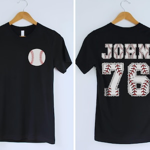 Two-sided Baseball T-Shirt With Custom Number And Name, Baseball Tee, Sports Shirt, Baseball Mom Tee, Personalized Baseball Gift, Team Shirt
