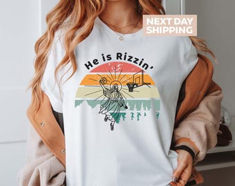 He Is Rizzin' Shirt, Christian Humor T-Shirt, Jesus Basketball Tee, Funny Easter Shirt, Easter Day Tee, Funny Religious T-Shirt, Jesus Shirt