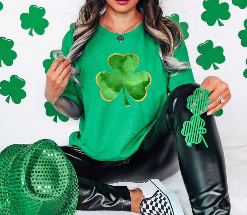 Cute Four Leaf Clover Shirt, Shamrock Tee, St. Patrick's Day Irish Shirt, Saint Patrick Shirt, Womens St Patty's Day Shirt, St Patrick's Tee image 2